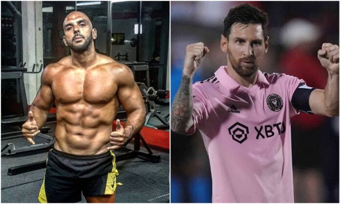 Yassine Cheuko y Lionel Messi